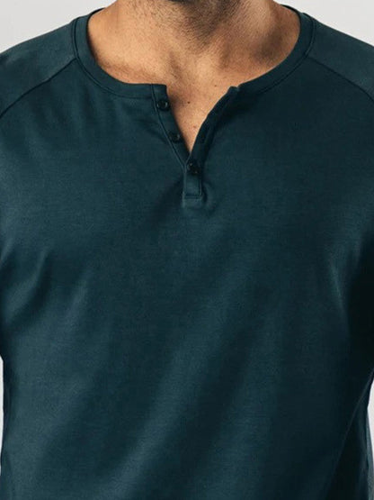 Men's Casual and Comfortable Henley Long-Sleeved T-Shirt