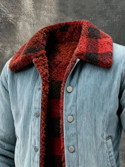 Men's Vintage Warm Lambswool Corduroy Outdoor Jacket