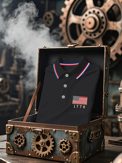 Men's Independence Day American Flag Casual POLO Shirt