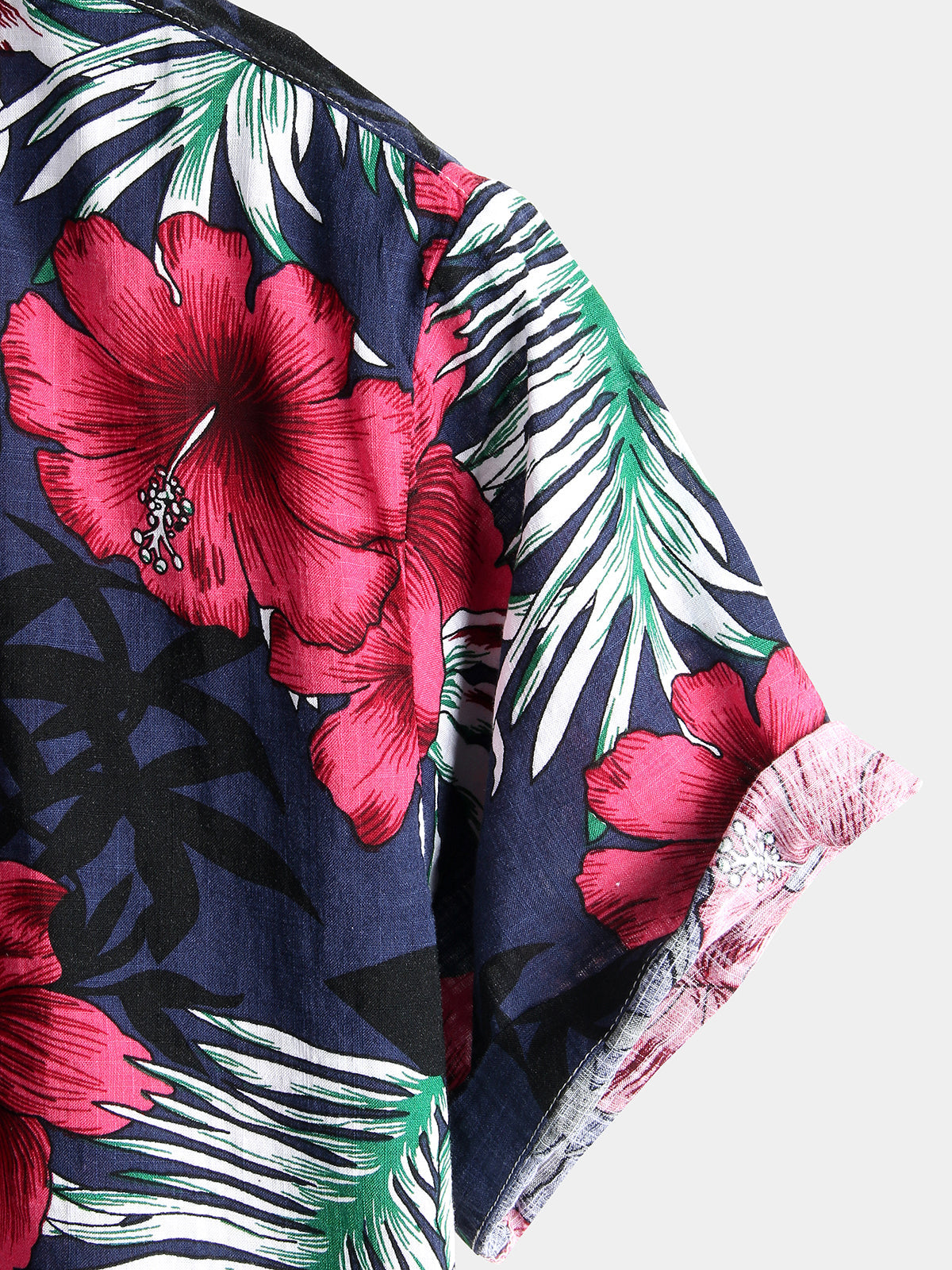 Men's Flower Tropical Hawaii Cotton Short Sleeve Shirt