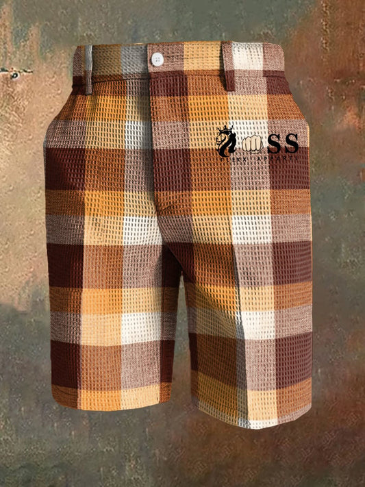 Men's Casual Plaid Waffle Pants