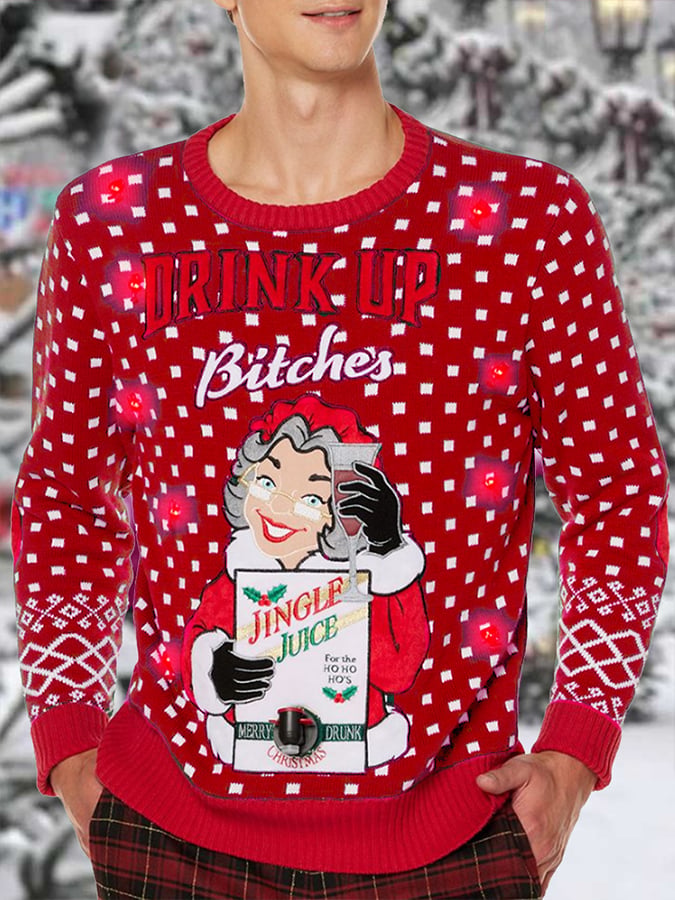 Men's Drink Up Bitches Christmas Printed Sweater