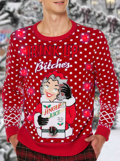 Men's Drink Up Bitches Christmas Printed Sweater