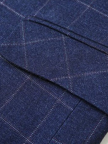 Men's Work Office Notched Collar Plaid Regular Fit Blazer