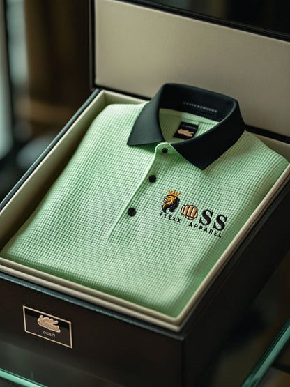 Men's Fashion Business Style Letter Printed Waffle Casual POLO Shirt