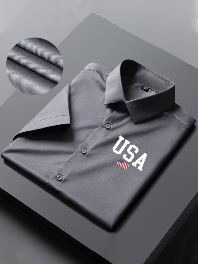 Men's Independence Day Flag Print Short Sleeve Shirt