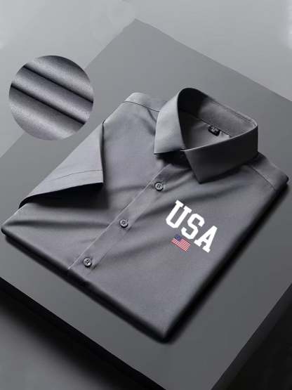 Men's Independence Day Flag Print Short Sleeve Shirt