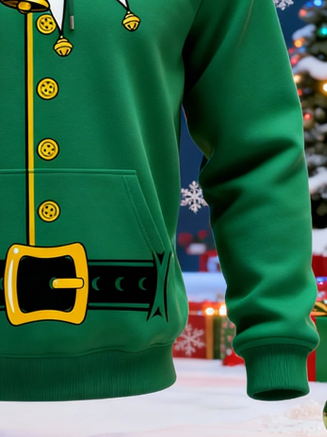 Men's Retro Christmas Color Block Print Casual Long Sleeve Sweatshirt