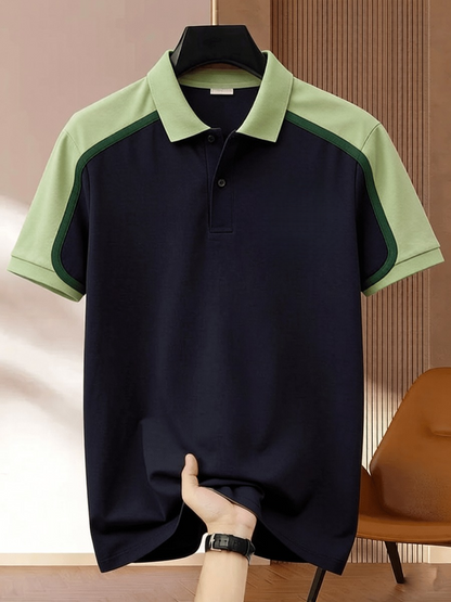 Men's Business Colorblock Plaid Print Polo Shirt