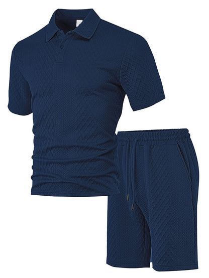 Men's Knit Short Sleeve Polo Shirt set