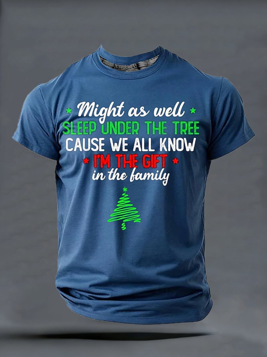 Men's Casual Retro Christmas Tree Print T-shirt