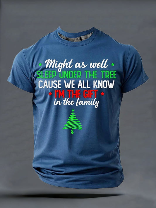 Men's Casual Retro Christmas Tree Print T-shirt