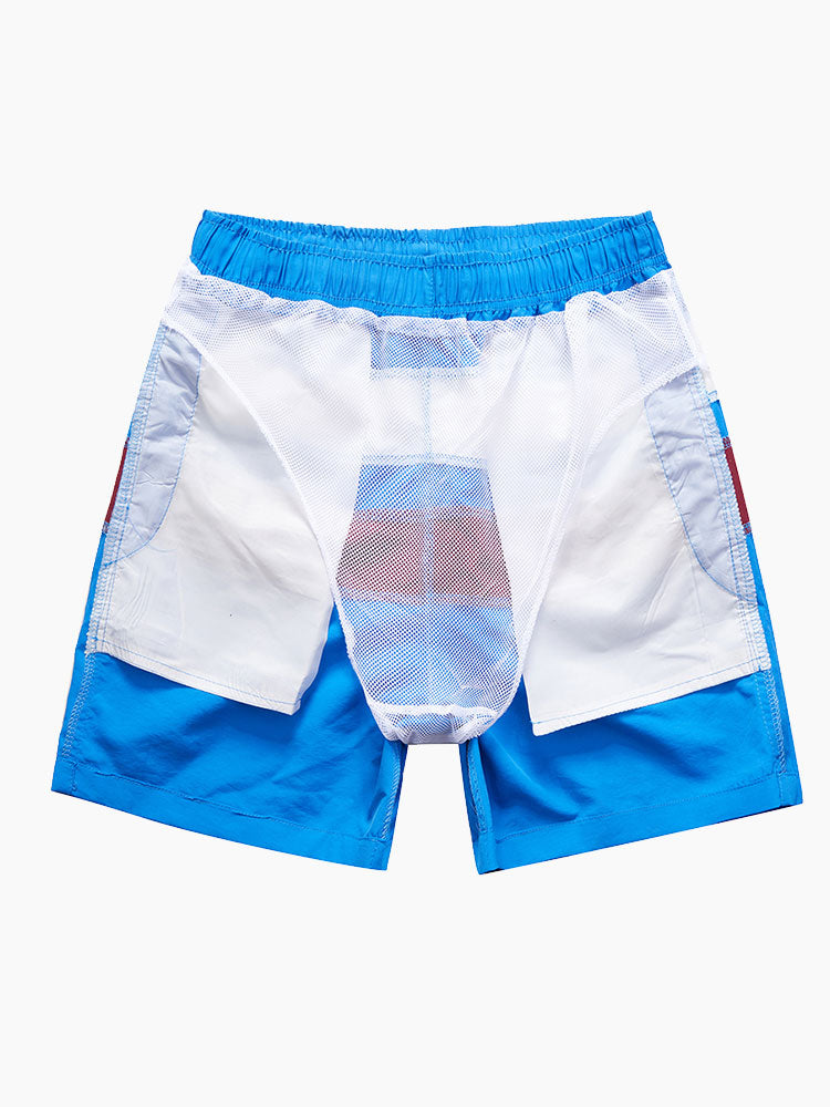 Man Colorblock Spliced Swim Shorts