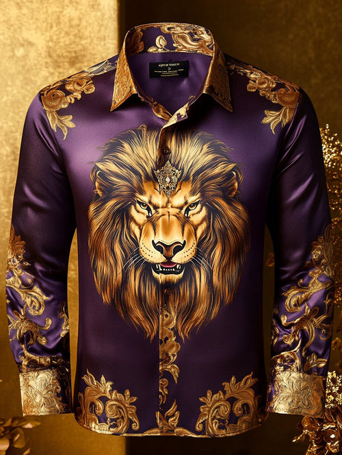 Men's Luxury Long-sleeved Shirt with Beast Print