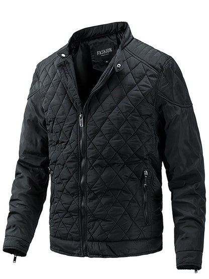 Men's Light Cotton Clothes Casual Diamond Shaped Stand-up Collar Coat Fashion Cotton-padded Jacket