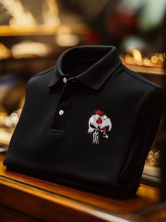 Men's Classic Business Viking Print Short Sleeve Polo Shirt