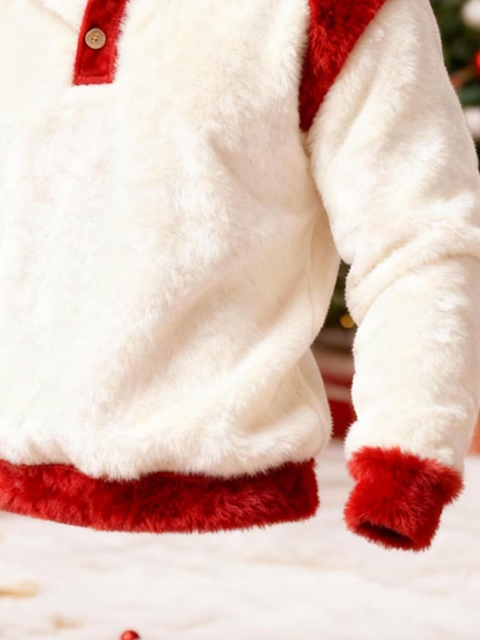 Men'S Fleece-Lined Warm Christmas Stand-Collar Sweatshirt