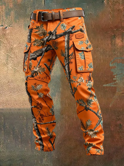 Men's Vintage Camouflage Distressed Pocket Work Pants