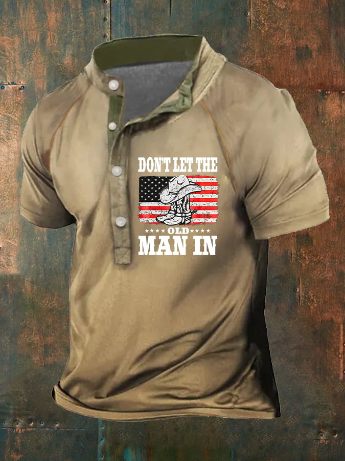 Men's Don't Let The Old Man In Country Music American Flag Print Polo