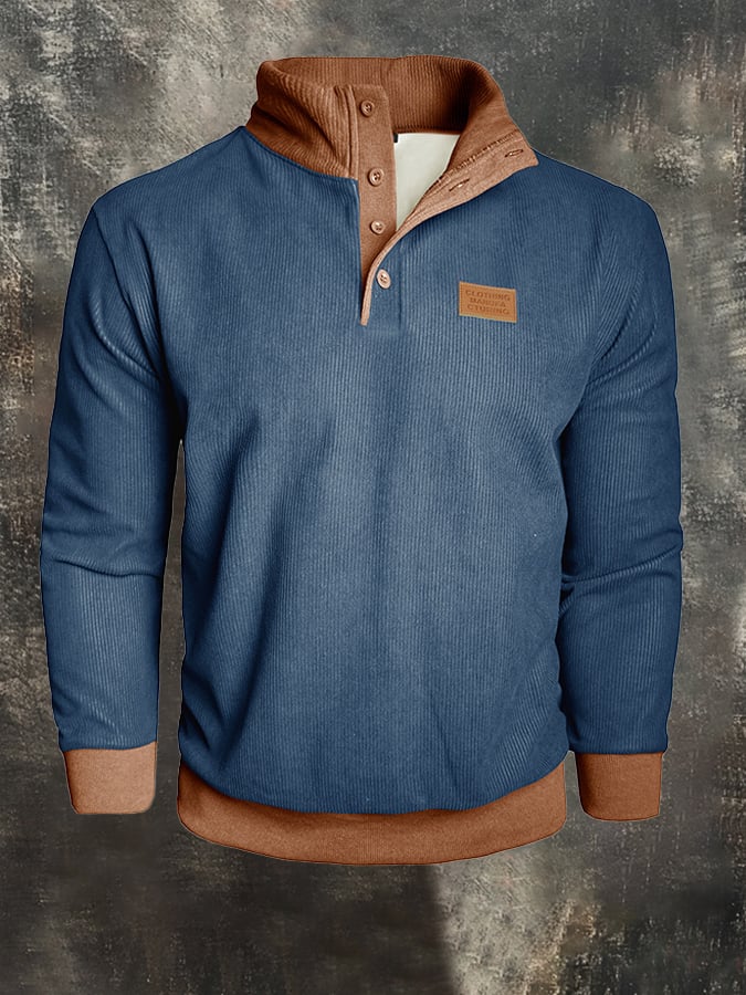 Men's Vintage Plus Velvet Warm Corduroy Patchwork Sweatshirt