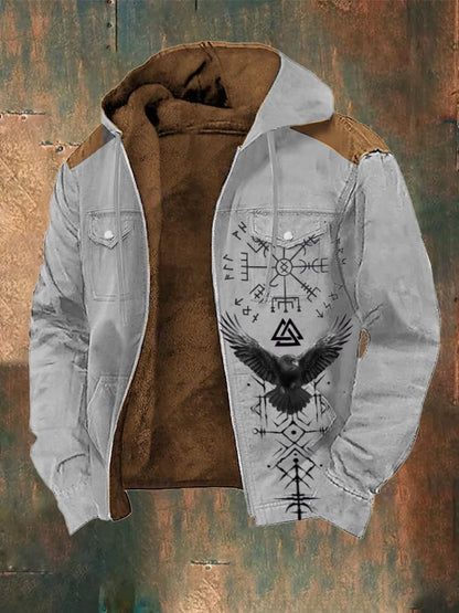 Men's Vintage Viking Hooded Fleece Jacket
