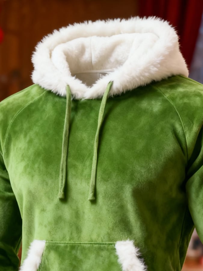 Men's Warm Suede and Plush Christmas Zipper Sweatshirt
