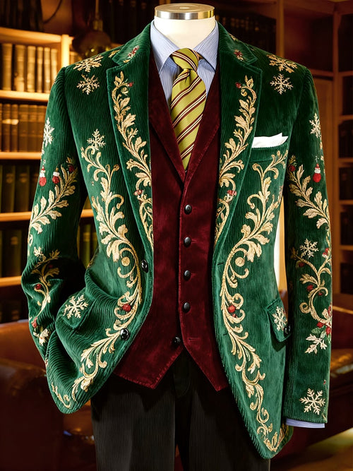 Men's Vintage Casual Christmas Party Corduroy Blazer