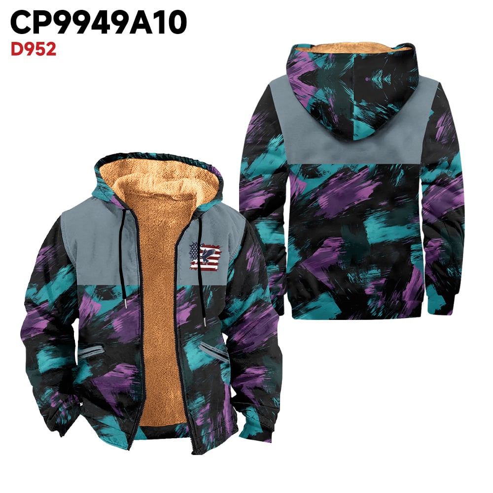 Men's Retro Western Style Art Contrast Camouflage Plush Jacket