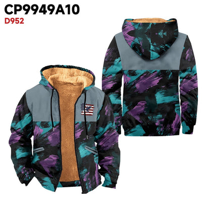 Men's Retro Western Style Art Contrast Camouflage Plush Jacket