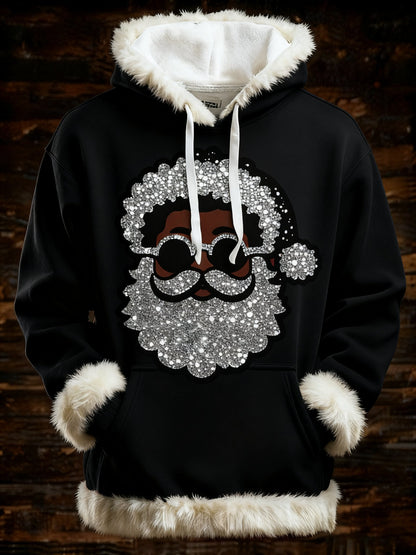 Men's Santa Claus Furry Hooded Sweatshirt