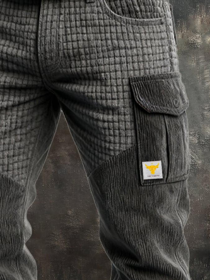 Men's Retro Outdoor Corduroy Multi-Function Pocket Work Pants