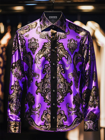Men's Satin Luxe Long Sleeve Button Down Shirt