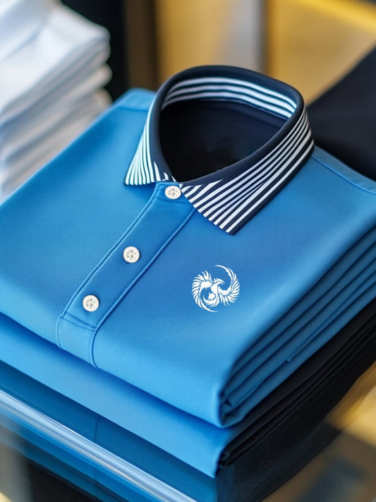 Men's Business Casual Logo Button Short Sleeve Polo Shirt