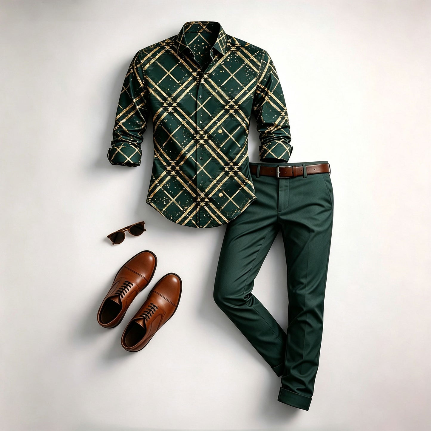 Men's Diamond-Quilted Long-Sleeve Shirt and Pants Set
