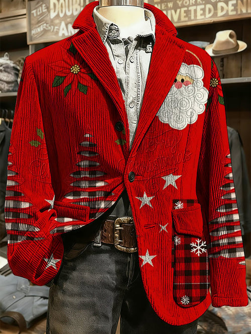 Men's Christmas Art Design Print Casual Coat