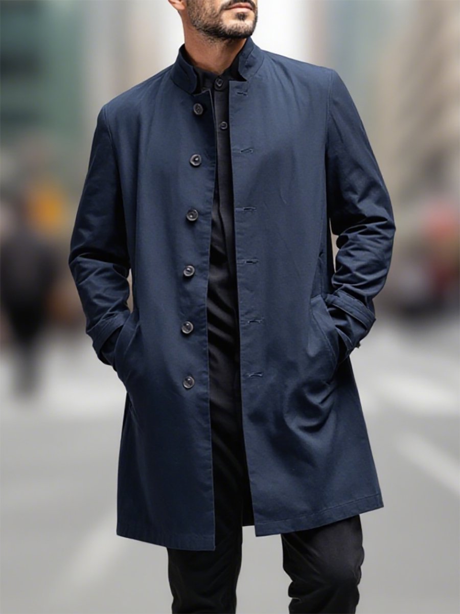 Men's Business Casual Fashion Long Trench Coat