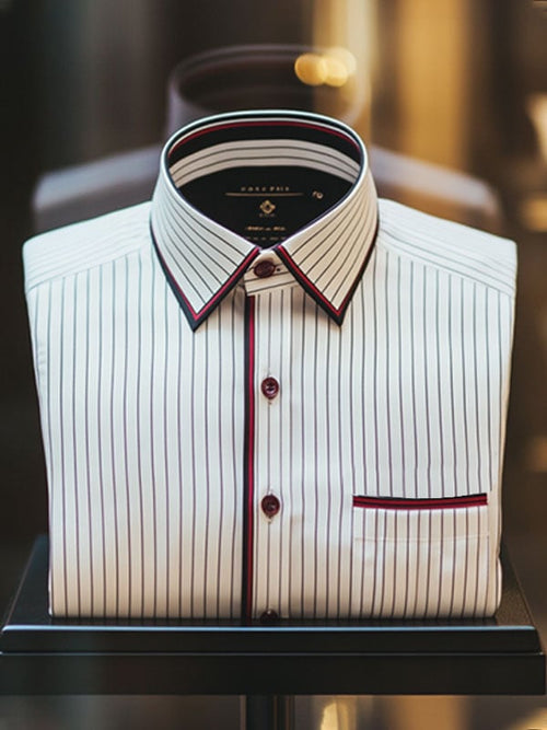 Men's Deluxe Business Striped Lapel Short Sleeve Shirt