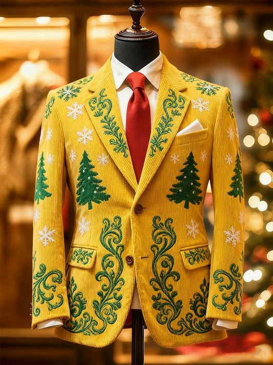 Men's Corduroy Christmas Tree Collar Suit Jacket