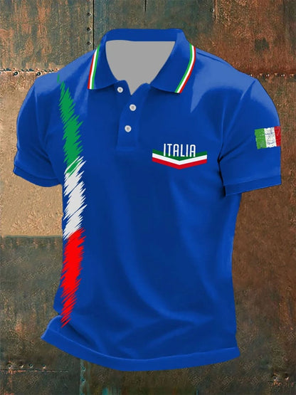 Men's Vintage Italy Printed Casual Polo Shirt