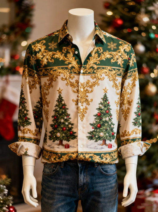 Men's Christmas Evergreen Long-Sleeved Shirt