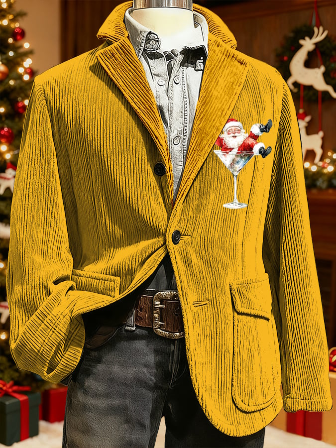Men's Christmas Art Design Print Casual Coat