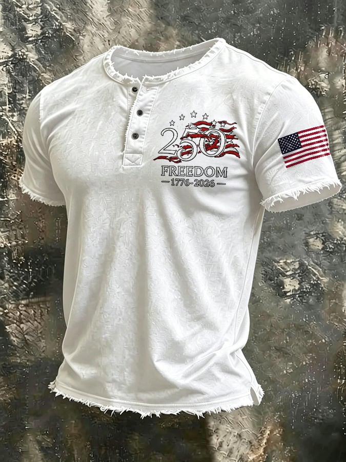 Men's USA 1776-2026 Independence Day Printed Casual T-shirt
