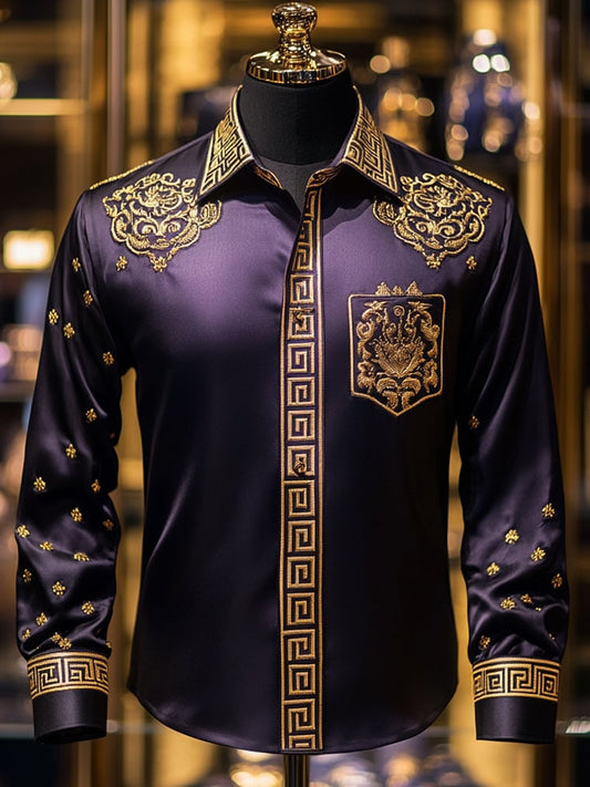 Men's Satin Luxe Long Sleeve Button Down Shirt