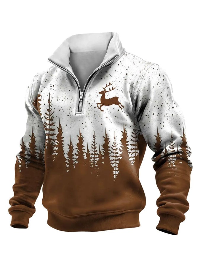 Men's Casual Retro Print Long-Sleeve Sweatshirt