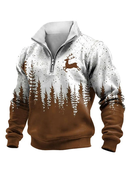 Men's Casual Retro Print Long-Sleeve Sweatshirt