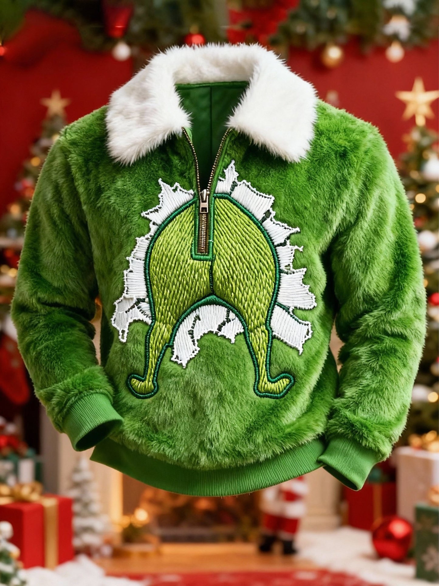 Fun Green Plush Hoodie