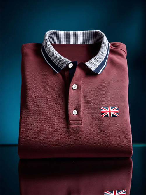 Men's Business Casual Union Jack Button Short Sleeve Polo Shirt