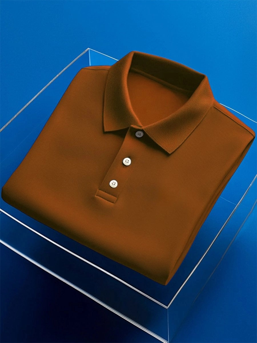 Men's Business Casual Embroidery Button Short Sleeve Polo Shirt