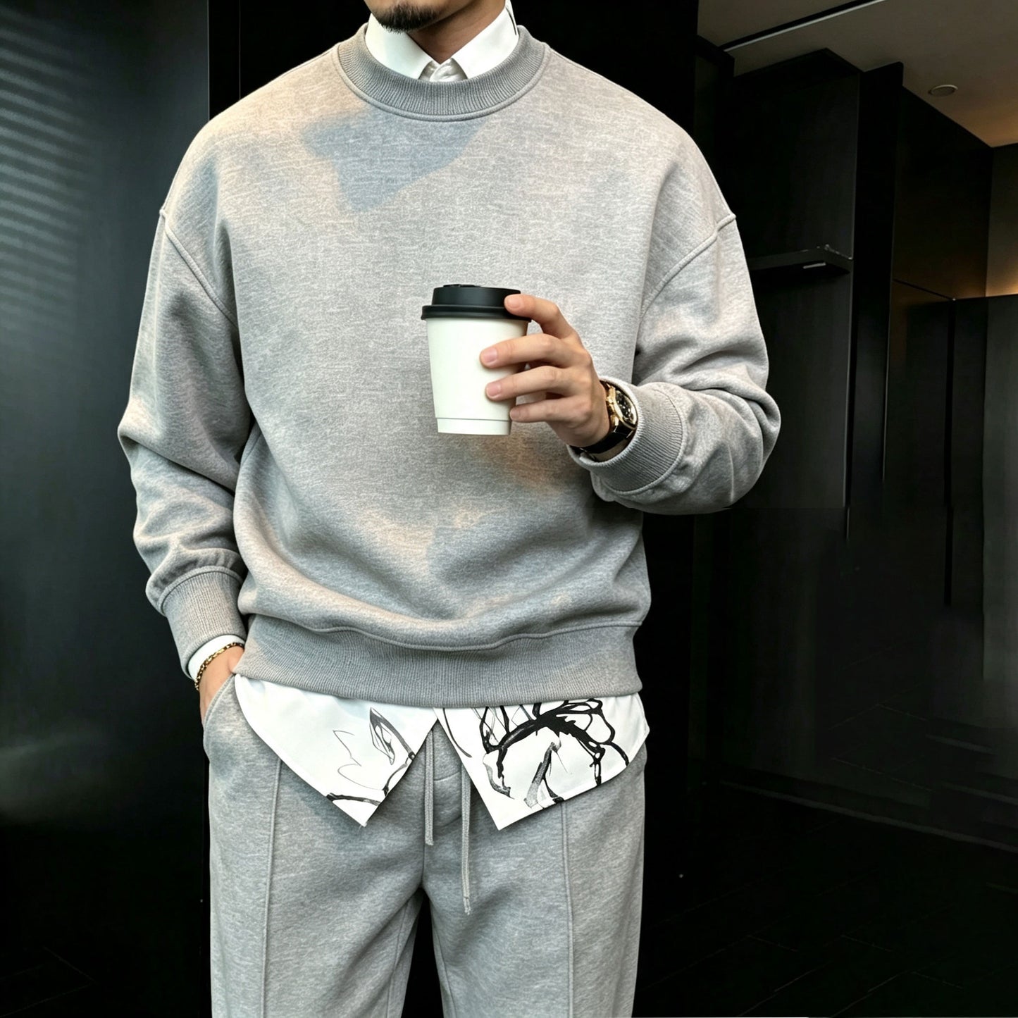 Men's Round-Neck Sweatshirt and Pants Set