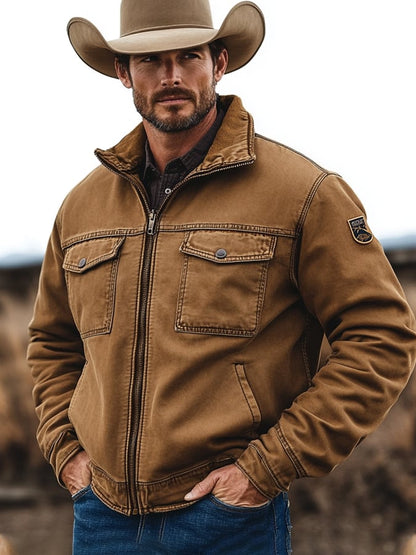 Men's Vintage Classic Distressed Casual Pocket Jacket